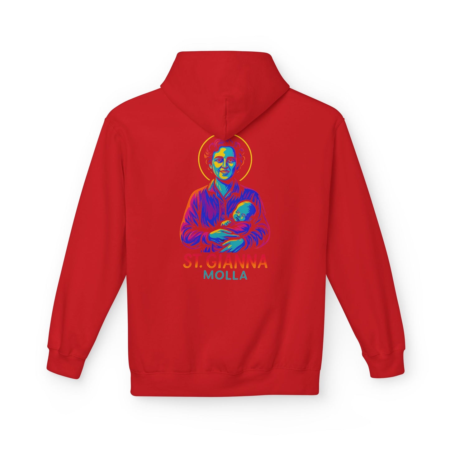 St. Gianna Molla Neon Hoodie | Catholic Streetwear – Love, Life & Courage in Color