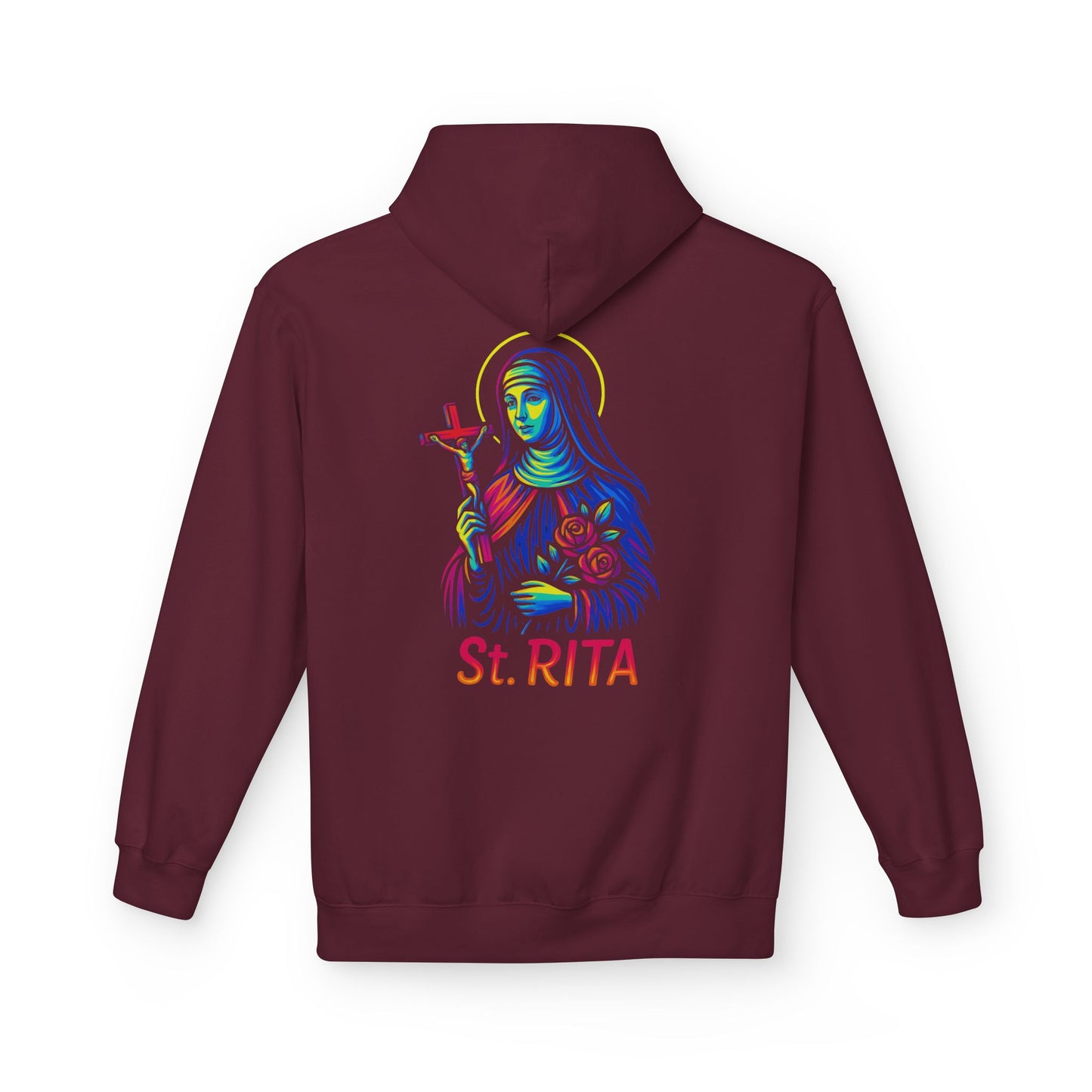 St. Rita Neon Hoodie | Catholic Streetwear – Impossible Prayers, Bold Faith, Unbreakable Hope