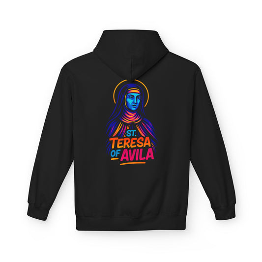 St. Teresa of Avila Neon Hoodie | Catholic Streetwear – Bold Faith & Urban Style