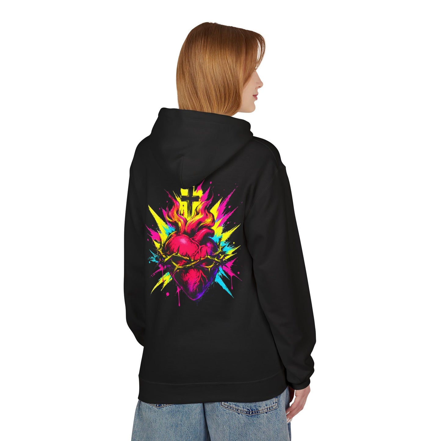 Sacred Heart of Jesus Neon Pop Hoodie | Saints Hood