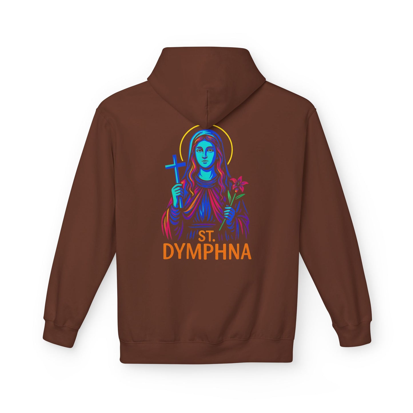 St. Dymphna Neon Hoodie | Catholic Streetwear – Hope, Healing & Mental Health Awareness
