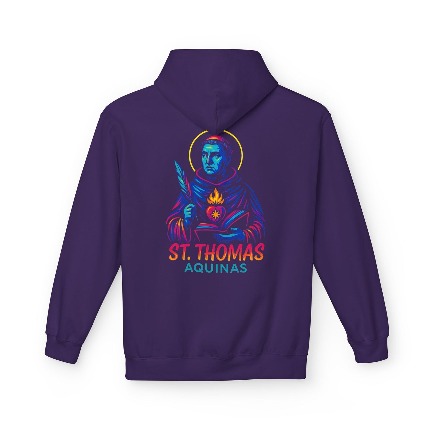 St. Thomas Aquinas Hoodie | Catholic Saint Hoodie | Neon Christian Streetwear | Faith Graphic Sweatshirt | Catholic Gift for Men & Women