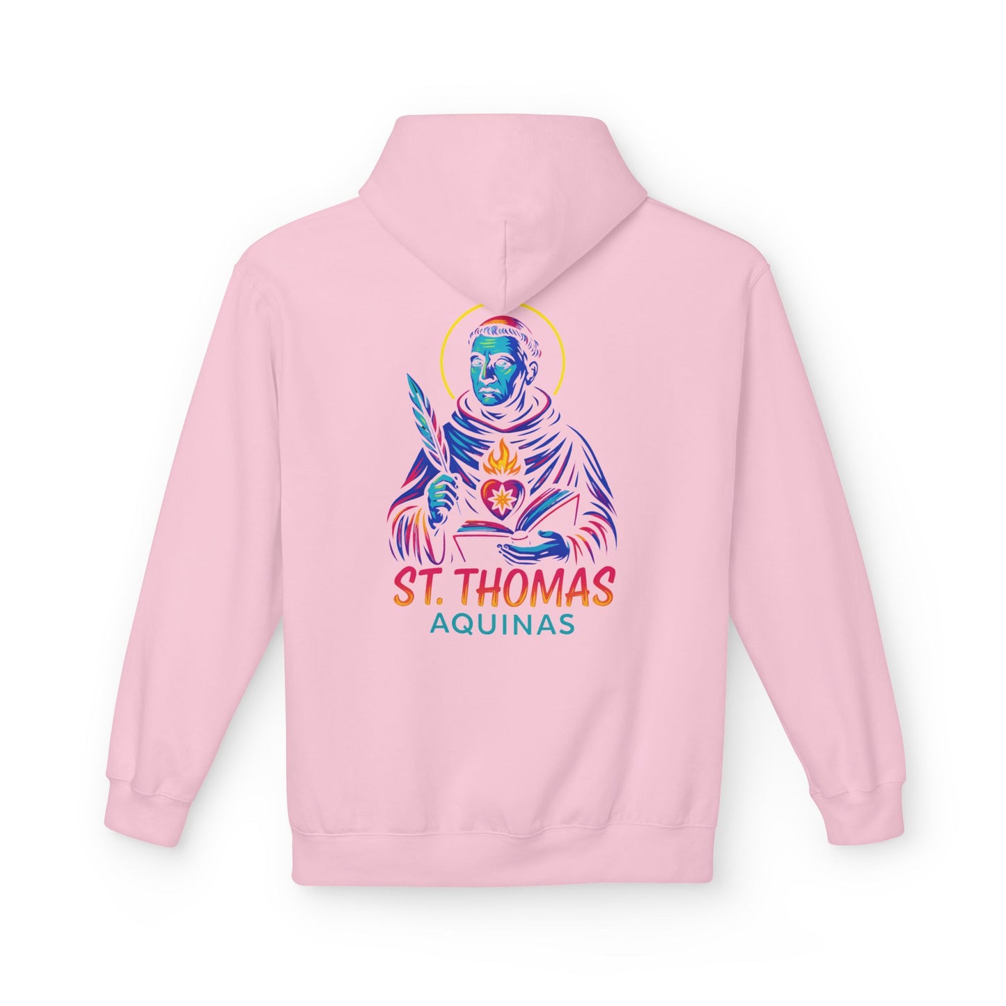 St. Thomas Aquinas Hoodie | Catholic Saint Hoodie | Neon Christian Streetwear | Faith Graphic Sweatshirt | Catholic Gift for Men & Women