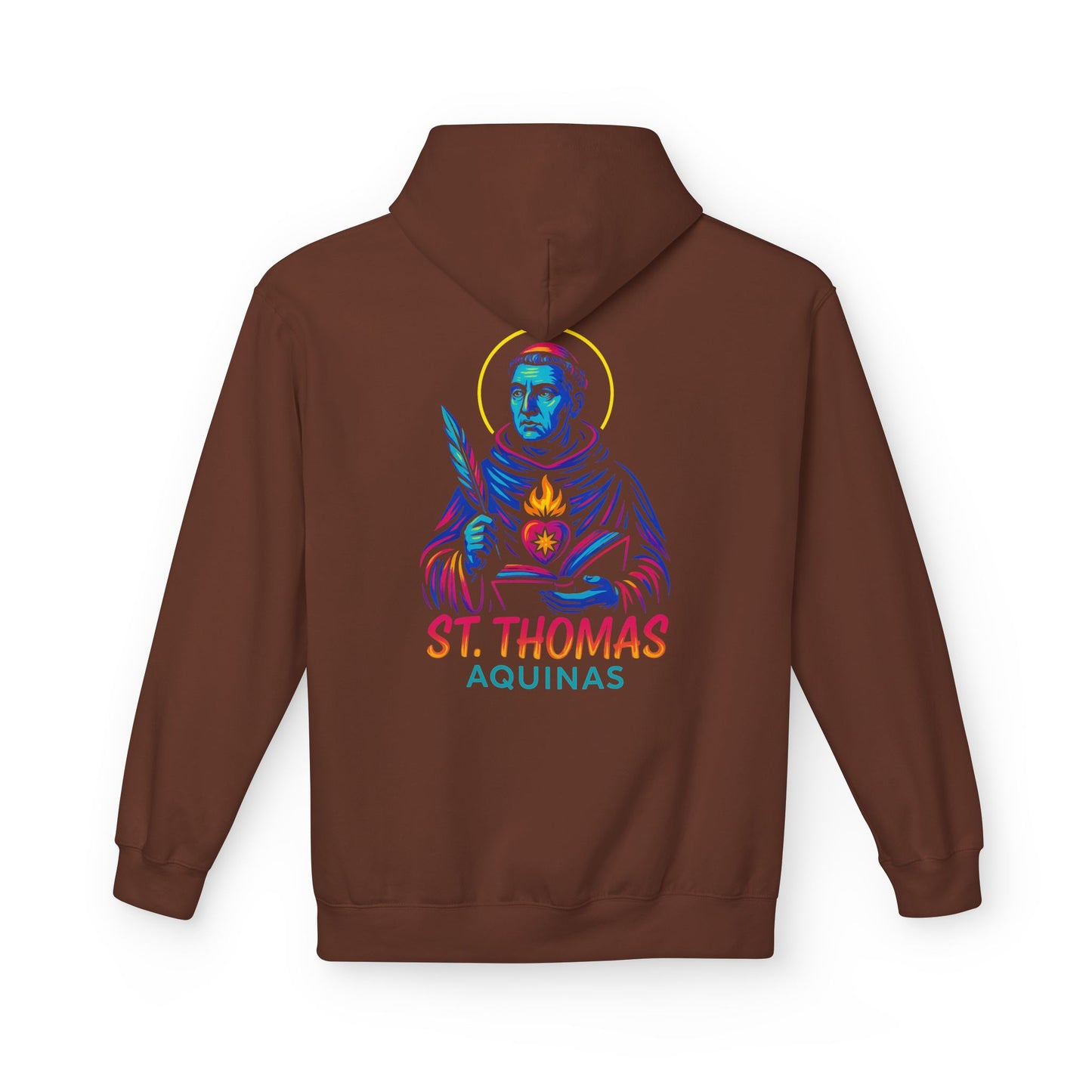 St. Thomas Aquinas Hoodie | Catholic Saint Hoodie | Neon Christian Streetwear | Faith Graphic Sweatshirt | Catholic Gift for Men & Women
