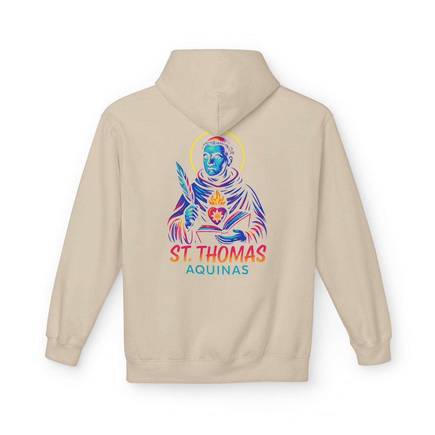 St. Thomas Aquinas Hoodie | Catholic Saint Hoodie | Neon Christian Streetwear | Faith Graphic Sweatshirt | Catholic Gift for Men & Women