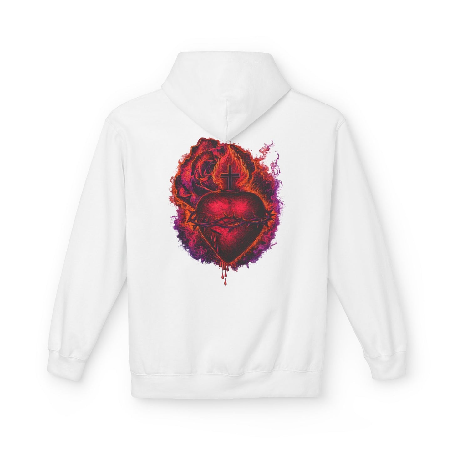 Sacred Heart of Jesus Rose & Flame Hoodie | Saints Hood