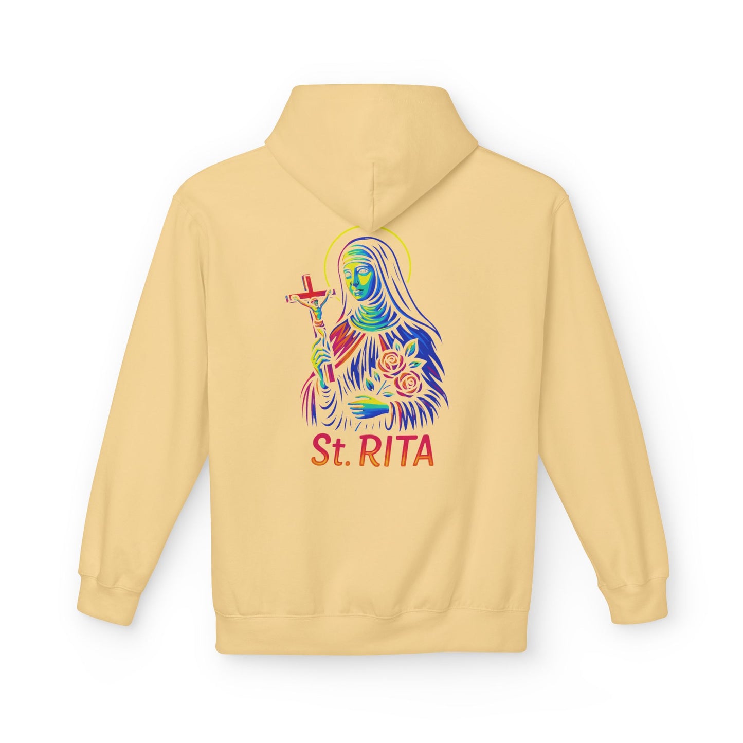 St. Rita Neon Hoodie | Catholic Streetwear – Impossible Prayers, Bold Faith, Unbreakable Hope