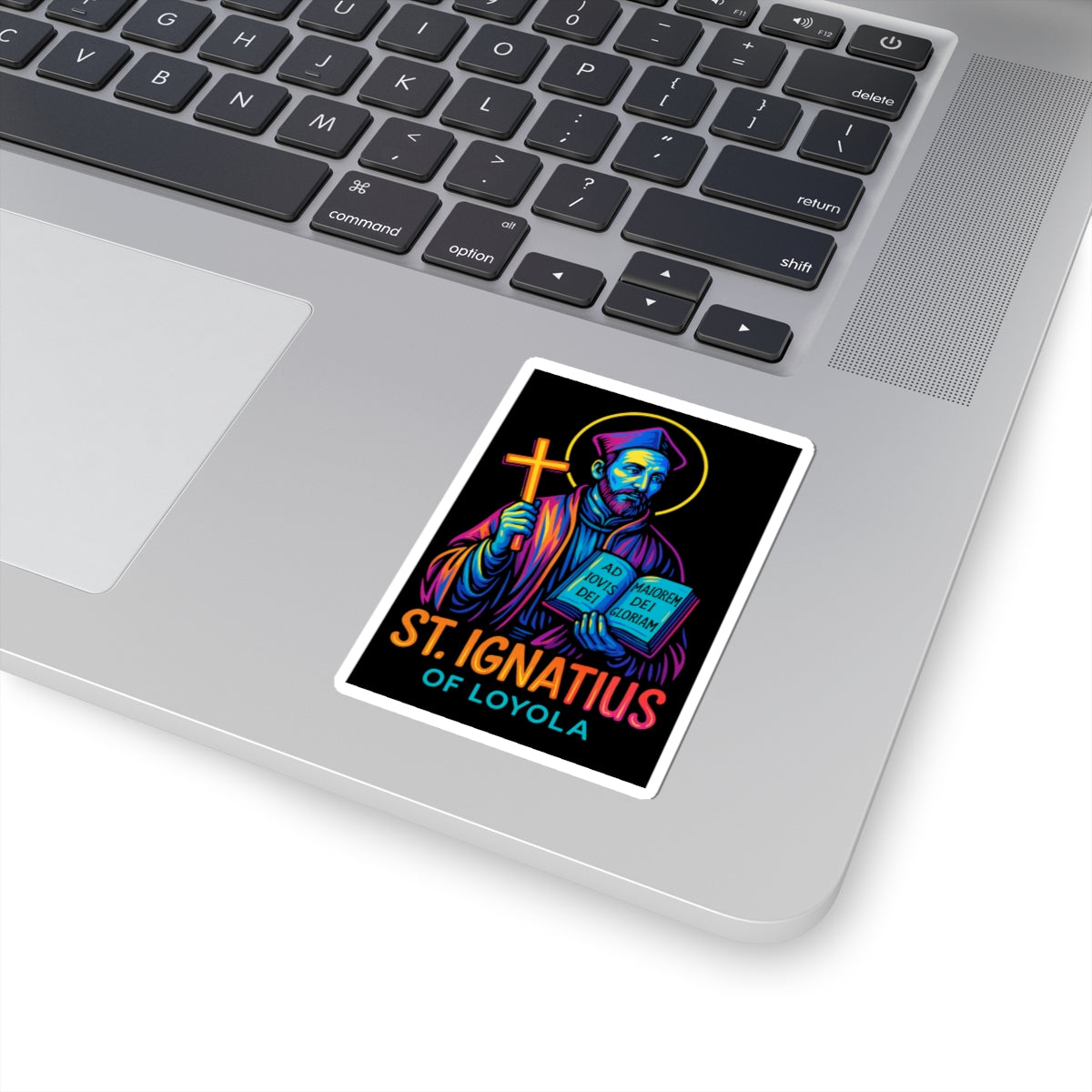 St. Ignatius of Loyola Sticker | Catholic Saint Decal | Neon Christian Sticker | Faith Laptop & Water Bottle Sticker | Jesuit Art
