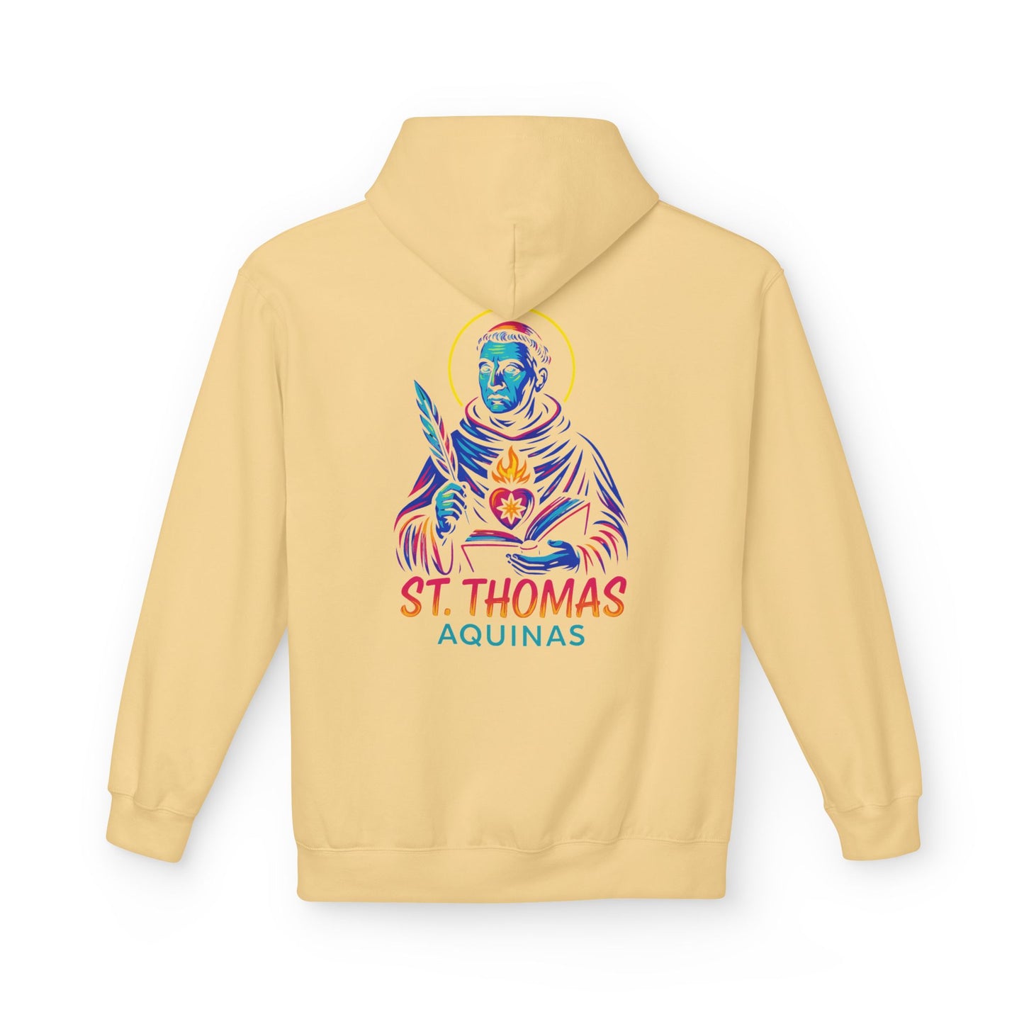 St. Thomas Aquinas Hoodie | Catholic Saint Hoodie | Neon Christian Streetwear | Faith Graphic Sweatshirt | Catholic Gift for Men & Women