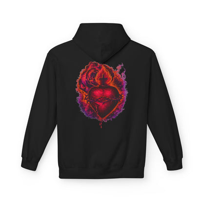 Sacred Heart of Jesus Rose & Flame Hoodie | Saints Hood