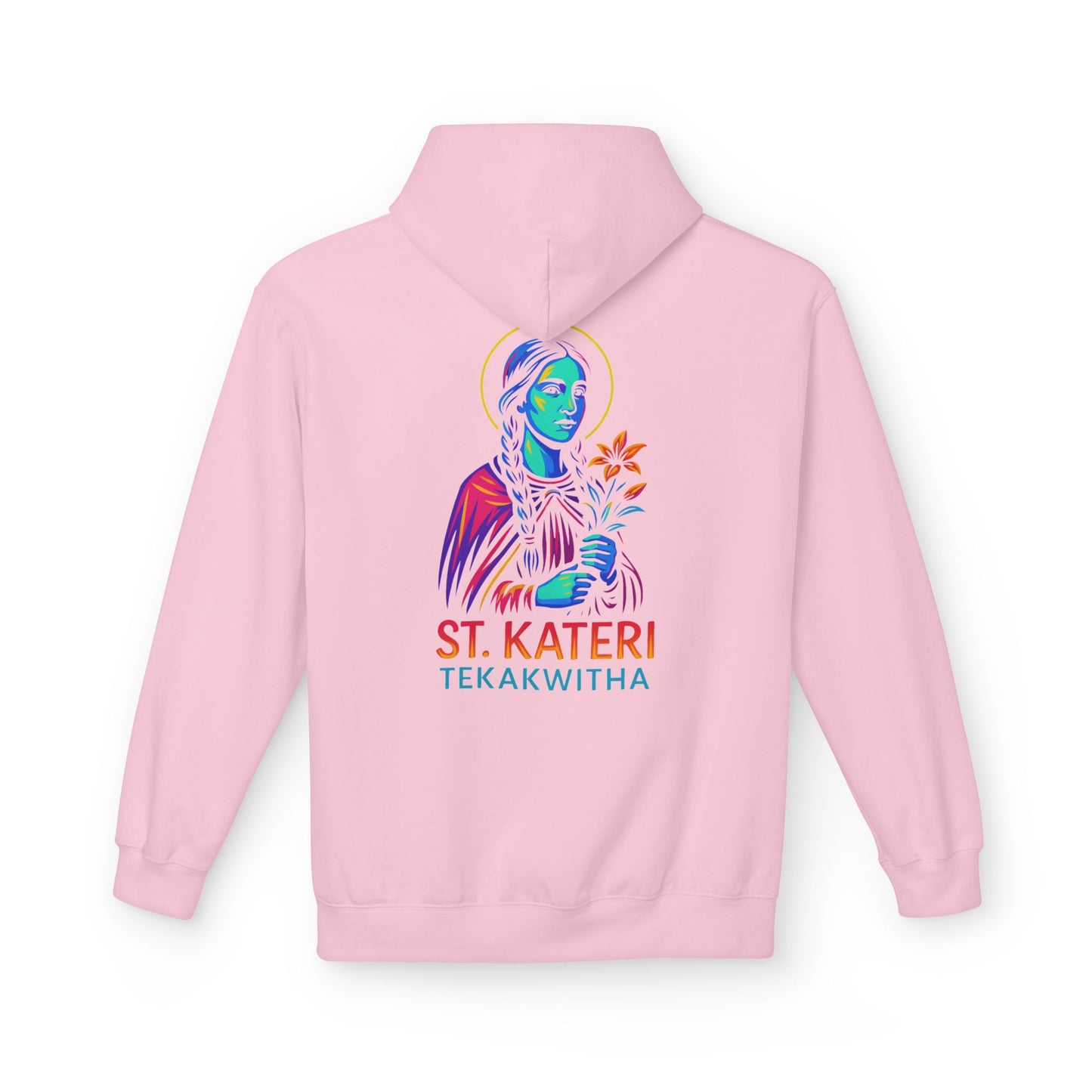 St. Kateri Tekakwitha Neon Hoodie | Catholic Streetwear – Indigenous Saint, Fearless Faith, Bold Style