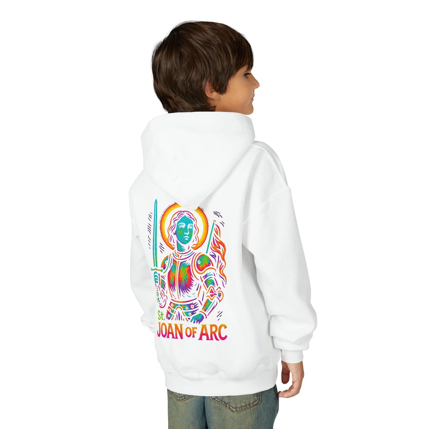 St. Joan of Arc Youth Hoodie | Catholic Streetwear – Courage, Faith & Fire for the Next Generation