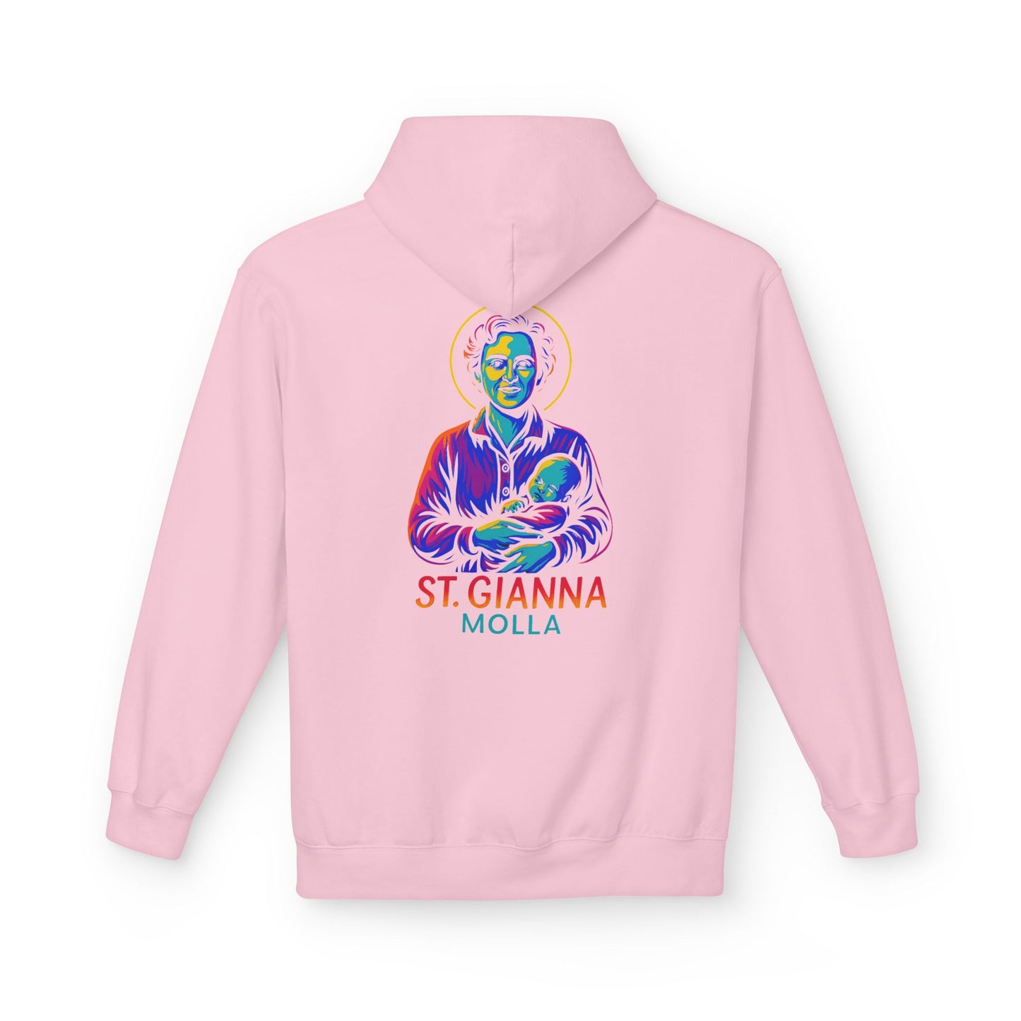 St. Gianna Molla Neon Hoodie | Catholic Streetwear – Love, Life & Courage in Color