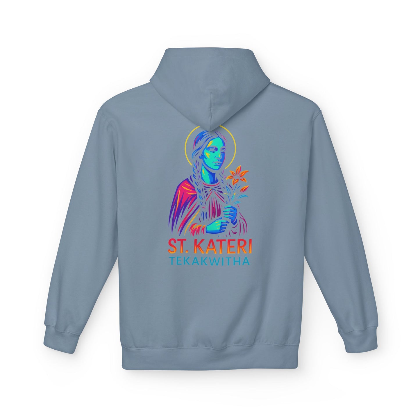 St. Kateri Tekakwitha Neon Hoodie | Catholic Streetwear – Indigenous Saint, Fearless Faith, Bold Style