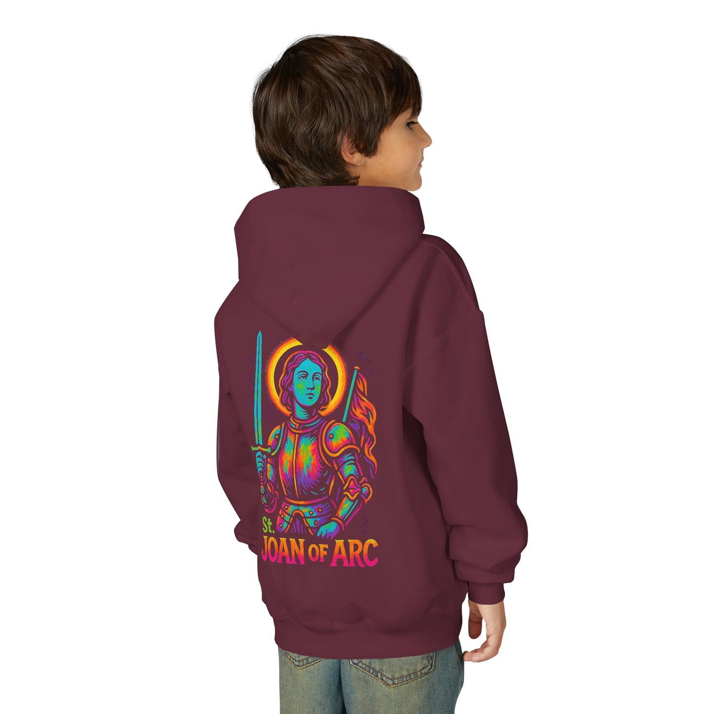 St. Joan of Arc Youth Hoodie | Catholic Streetwear – Courage, Faith & Fire for the Next Generation