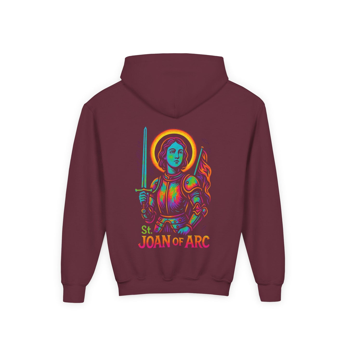 St. Joan of Arc Youth Hoodie | Catholic Streetwear – Courage, Faith & Fire for the Next Generation