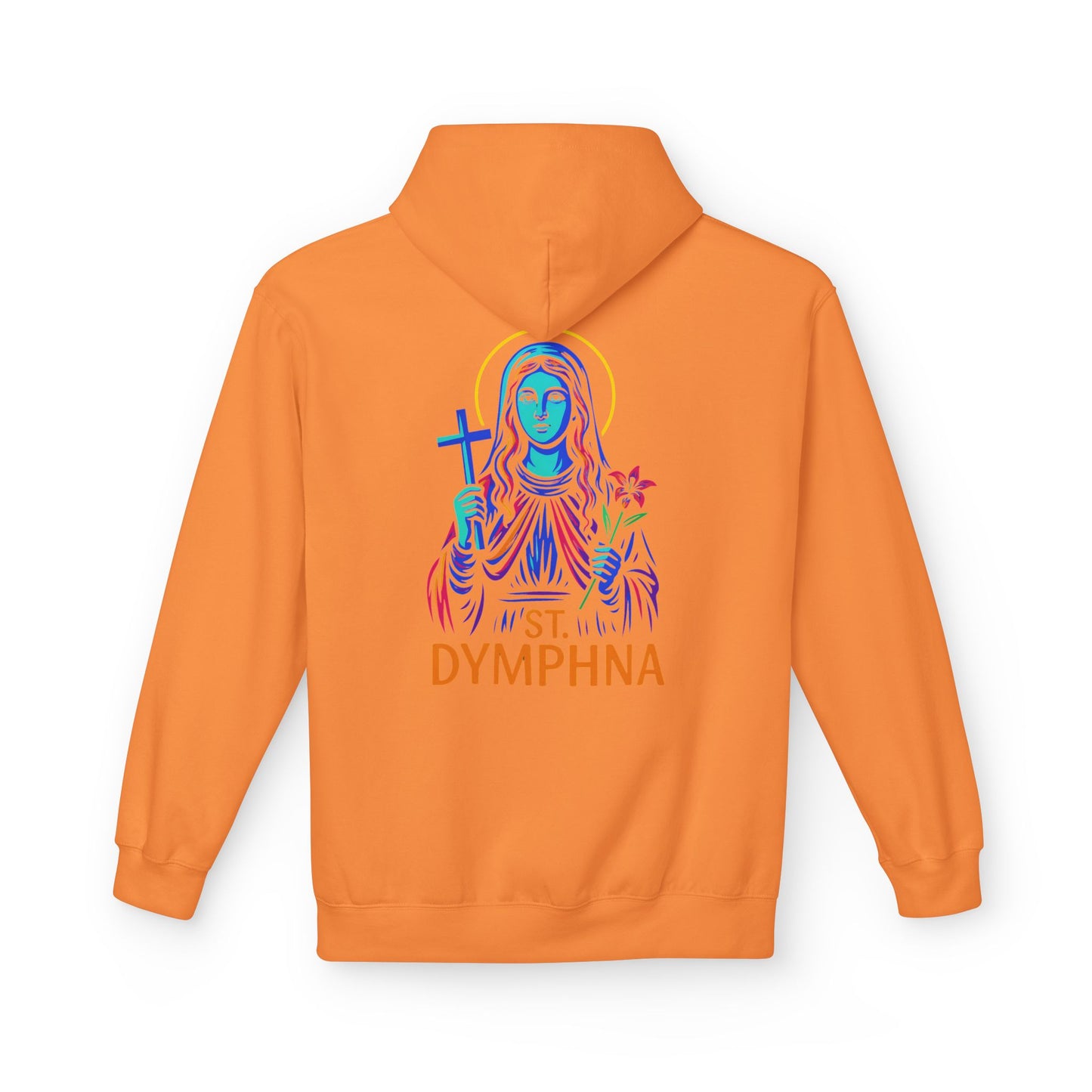 St. Dymphna Neon Hoodie | Catholic Streetwear – Hope, Healing & Mental Health Awareness