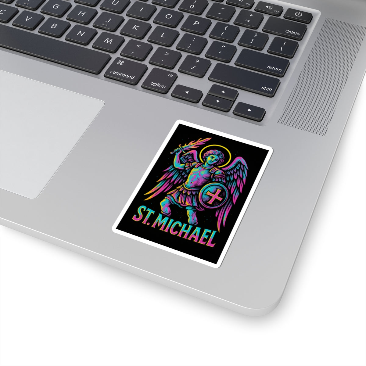 St. Michael the Archangel Sticker | Catholic Saint Decal | Neon Christian Sticker | Faith Graphic Laptop & Water Bottle Sticker