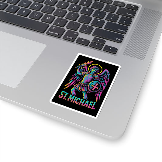 St. Michael the Archangel Sticker | Catholic Saint Decal | Neon Christian Sticker | Faith Graphic Laptop & Water Bottle Sticker