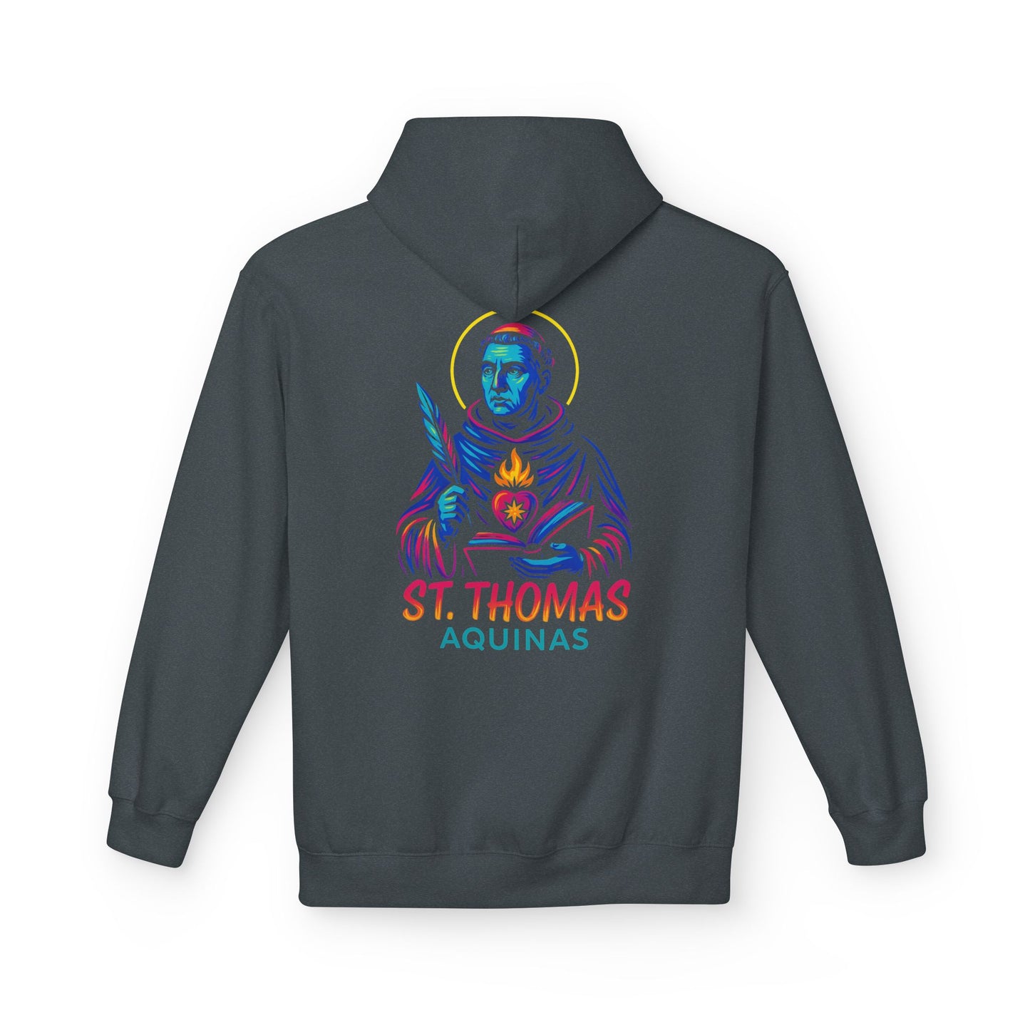 St. Thomas Aquinas Hoodie | Catholic Saint Hoodie | Neon Christian Streetwear | Faith Graphic Sweatshirt | Catholic Gift for Men & Women
