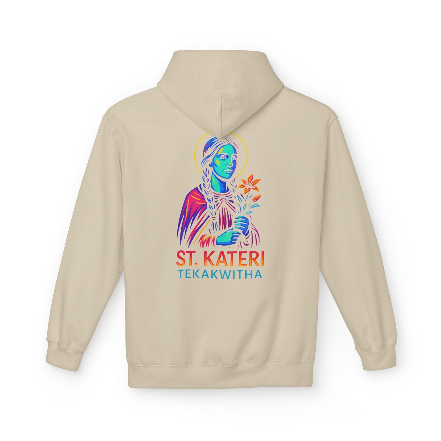 St. Kateri Tekakwitha Neon Hoodie | Catholic Streetwear – Indigenous Saint, Fearless Faith, Bold Style