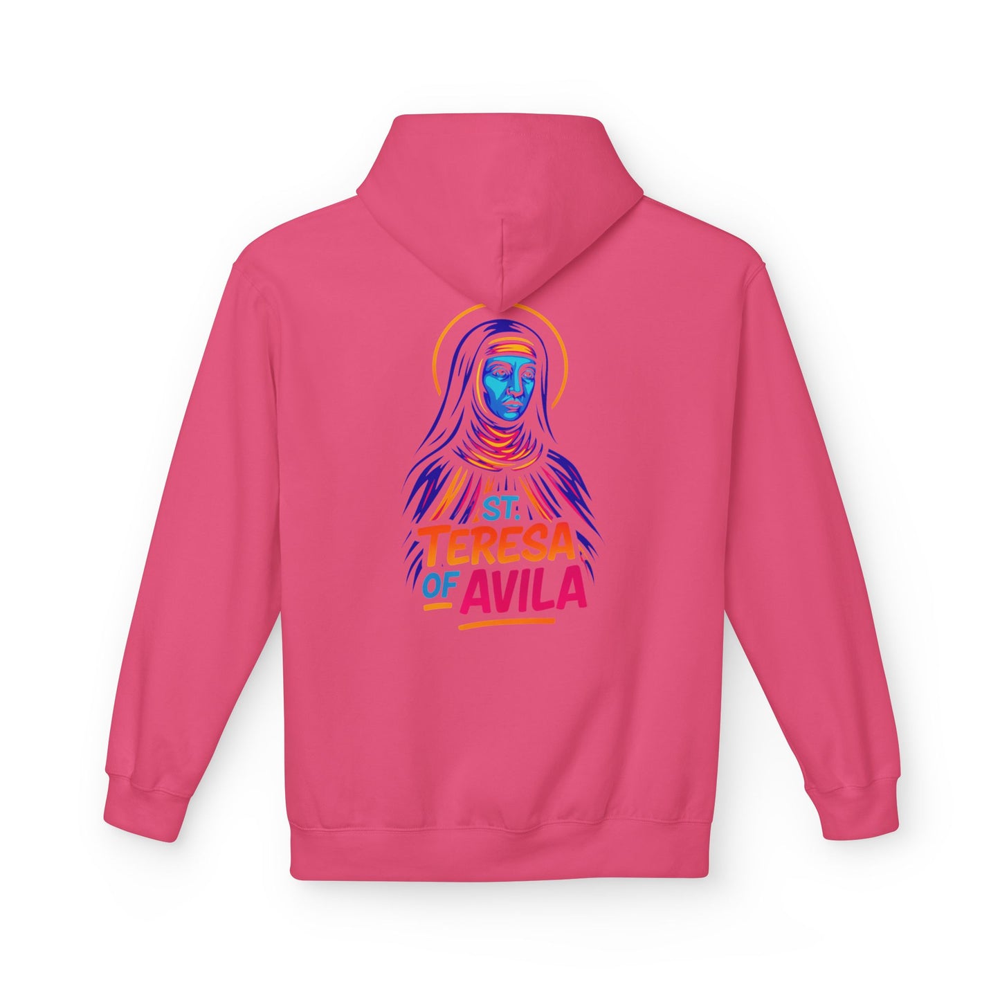 St. Teresa of Avila Neon Hoodie | Catholic Streetwear – Bold Faith & Urban Style