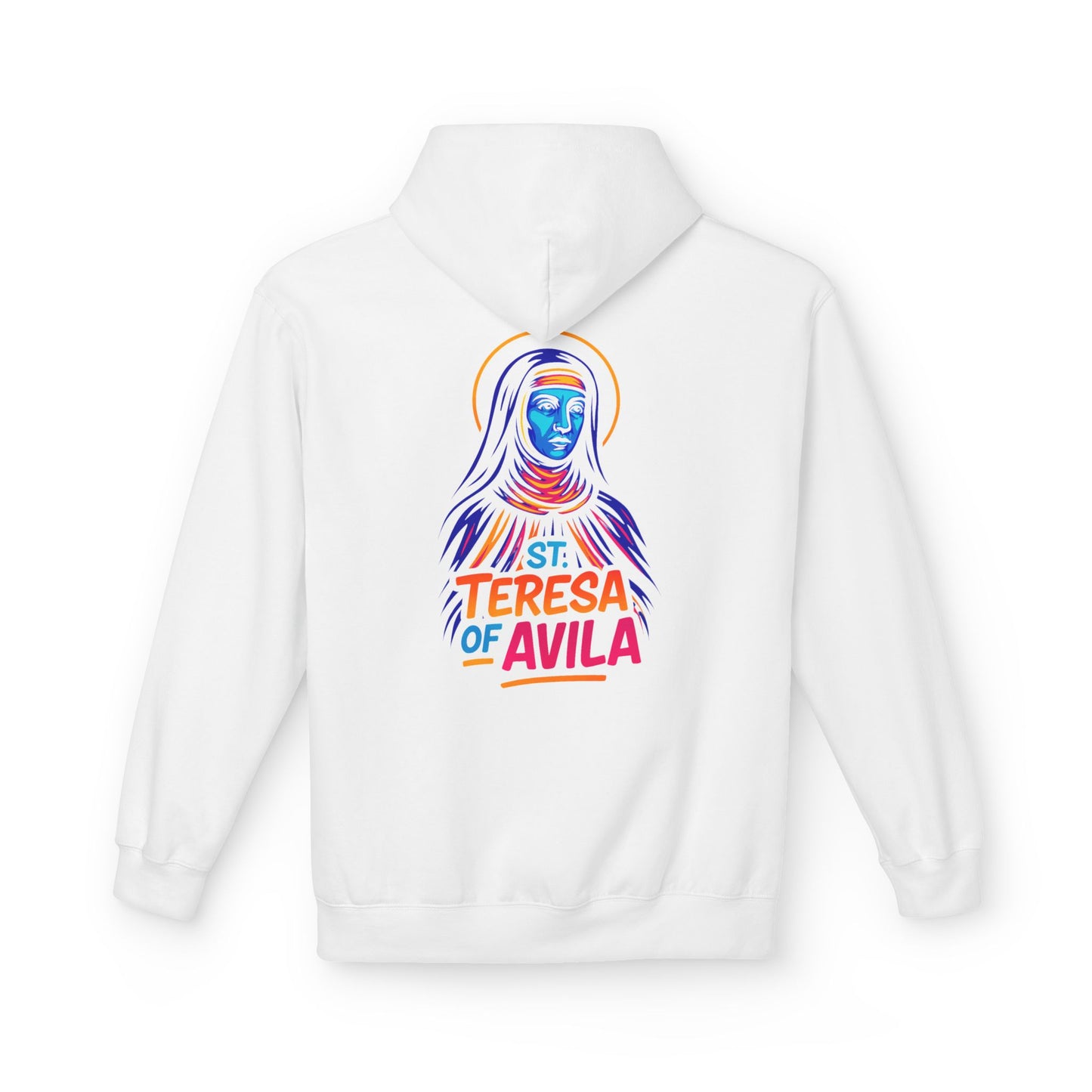 St. Teresa of Avila Neon Hoodie | Catholic Streetwear – Bold Faith & Urban Style