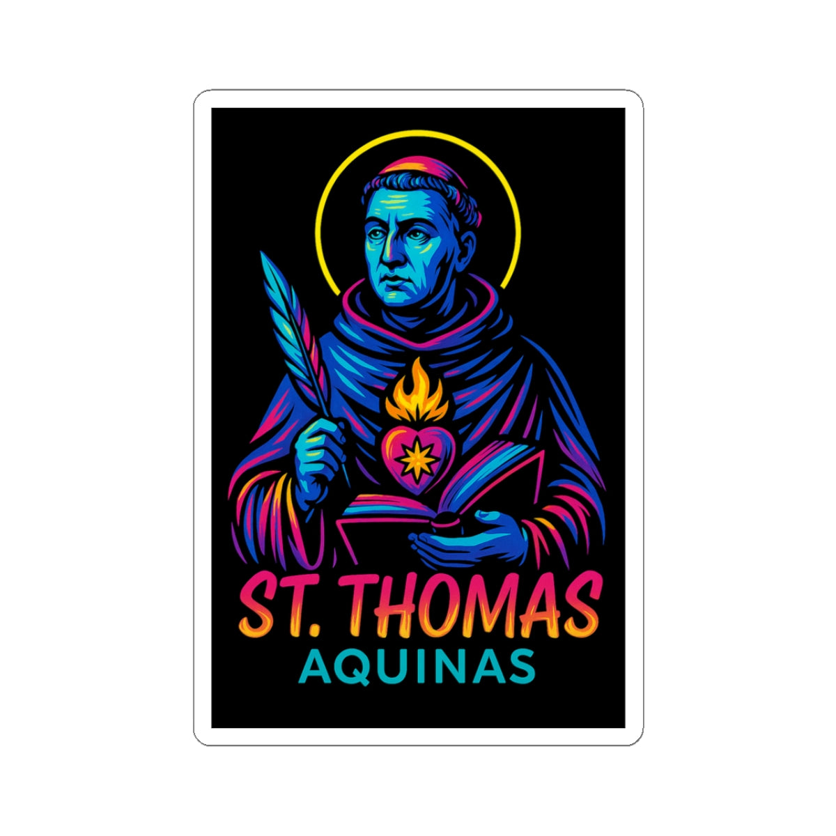 St. Thomas Aquinas Sticker | Catholic Streetwear | Faith & Reason Design