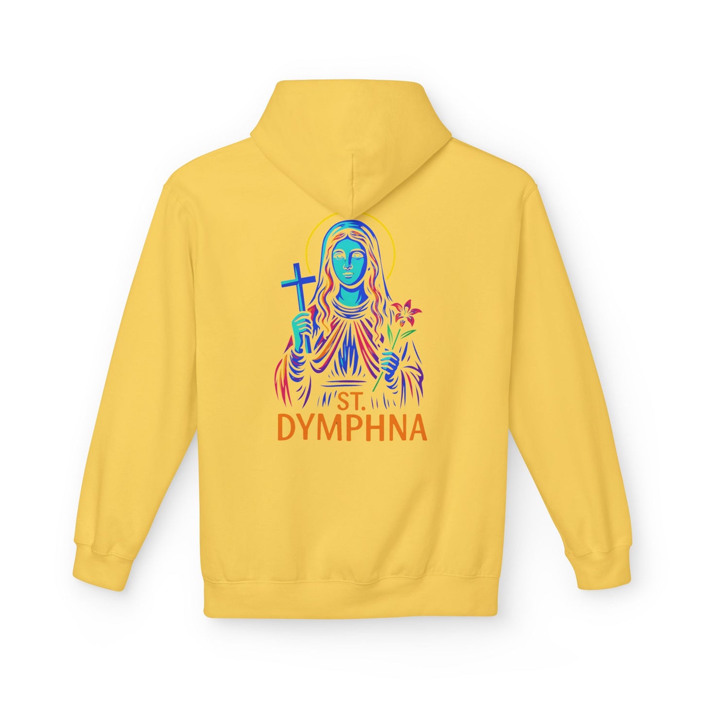 St. Dymphna Neon Hoodie | Catholic Streetwear – Hope, Healing & Mental Health Awareness