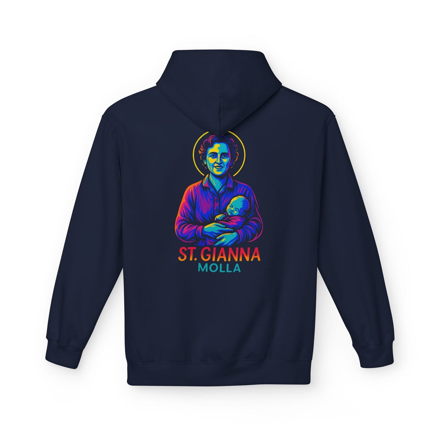 St. Gianna Molla Neon Hoodie | Catholic Streetwear – Love, Life & Courage in Color