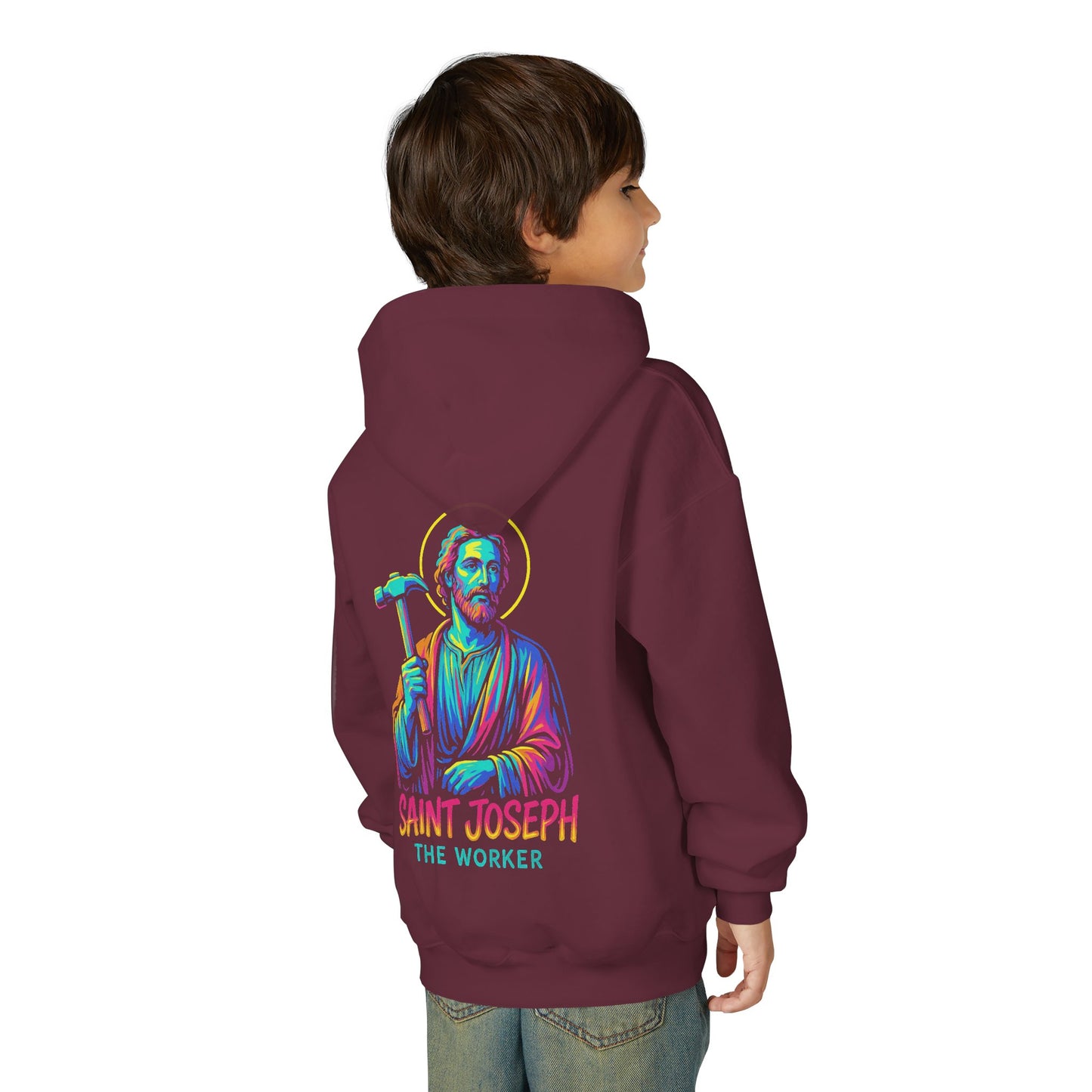 St. Joseph the Worker Youth Hoodie | Catholic Streetwear – Faith, Grit & Purpose