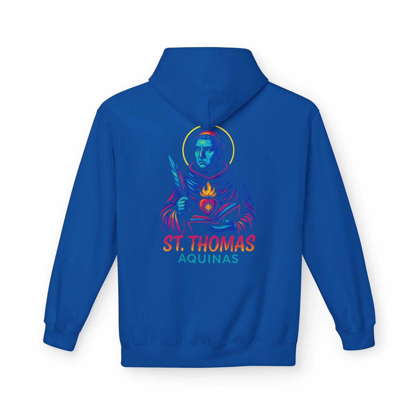 St. Thomas Aquinas Hoodie | Catholic Saint Hoodie | Neon Christian Streetwear | Faith Graphic Sweatshirt | Catholic Gift for Men & Women