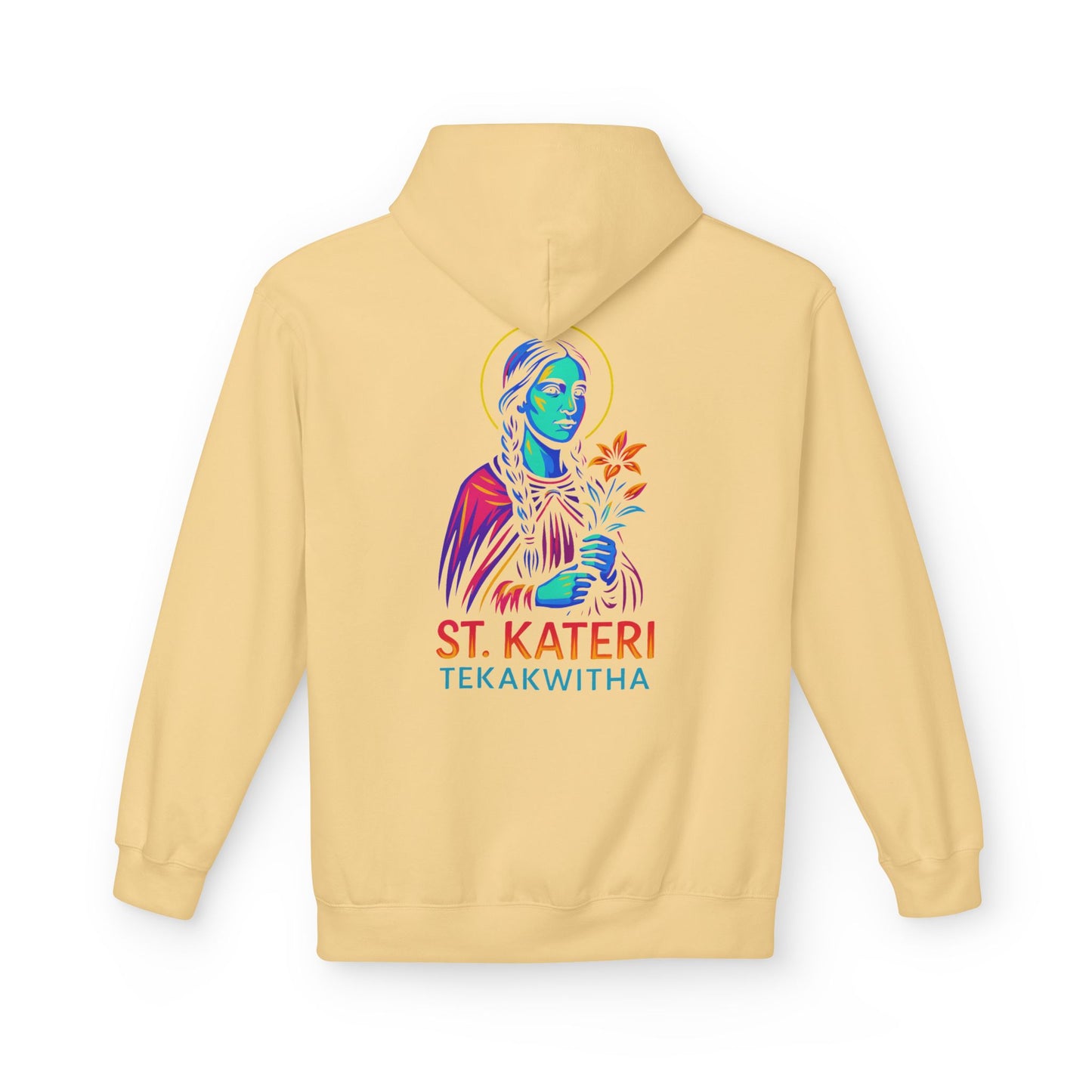 St. Kateri Tekakwitha Neon Hoodie | Catholic Streetwear – Indigenous Saint, Fearless Faith, Bold Style