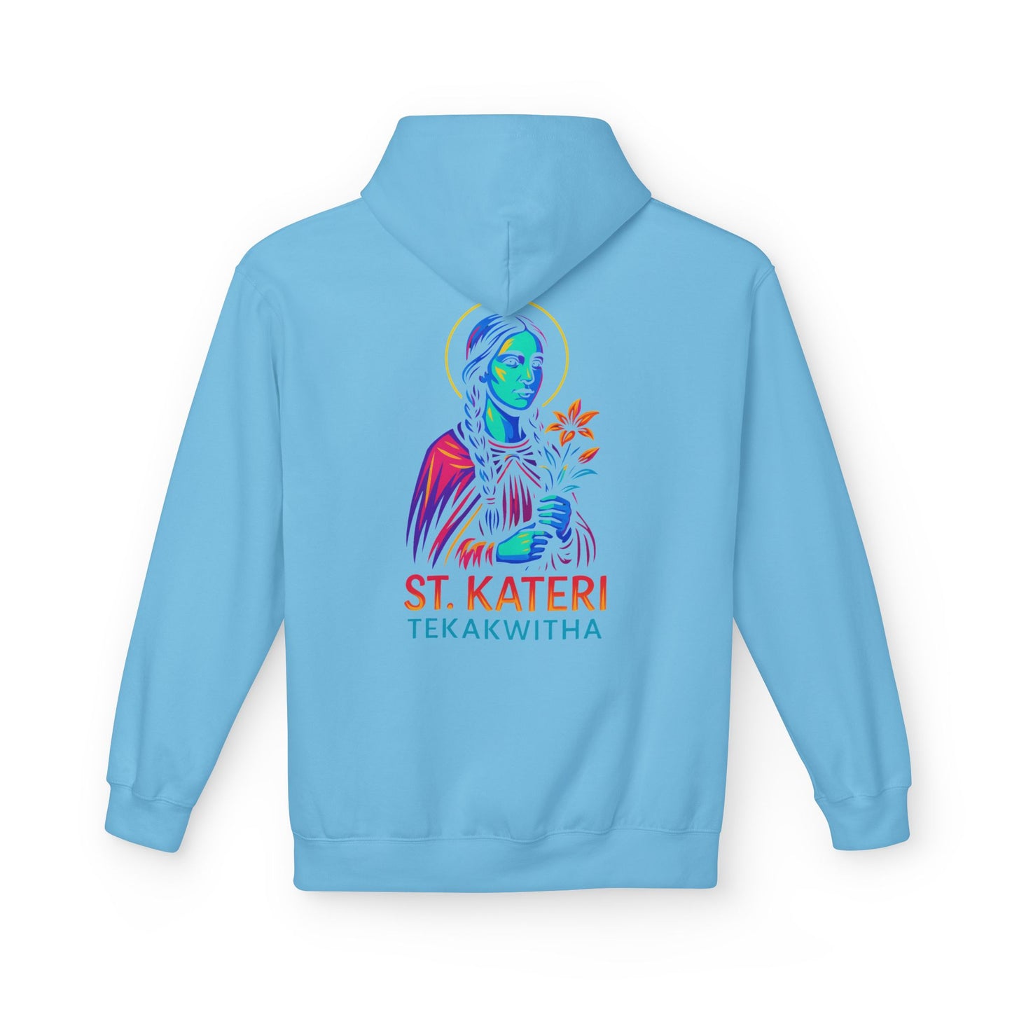 St. Kateri Tekakwitha Neon Hoodie | Catholic Streetwear – Indigenous Saint, Fearless Faith, Bold Style