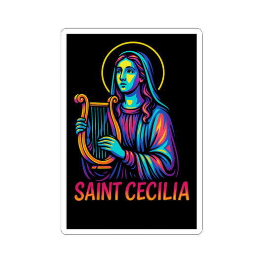 St. Cecilia Sticker | Catholic Saint Decal | Neon Christian Sticker | Faith Graphic Laptop & Water Bottle Sticker | Patron of Music Art