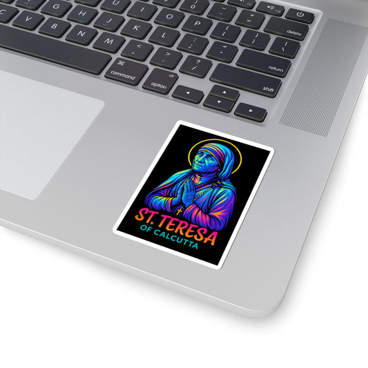 St. Teresa of Calcutta Sticker | Mother Teresa Decal | Catholic Saint Sticker | Neon Christian Sticker | Faith Laptop & Water Bottle Sticker