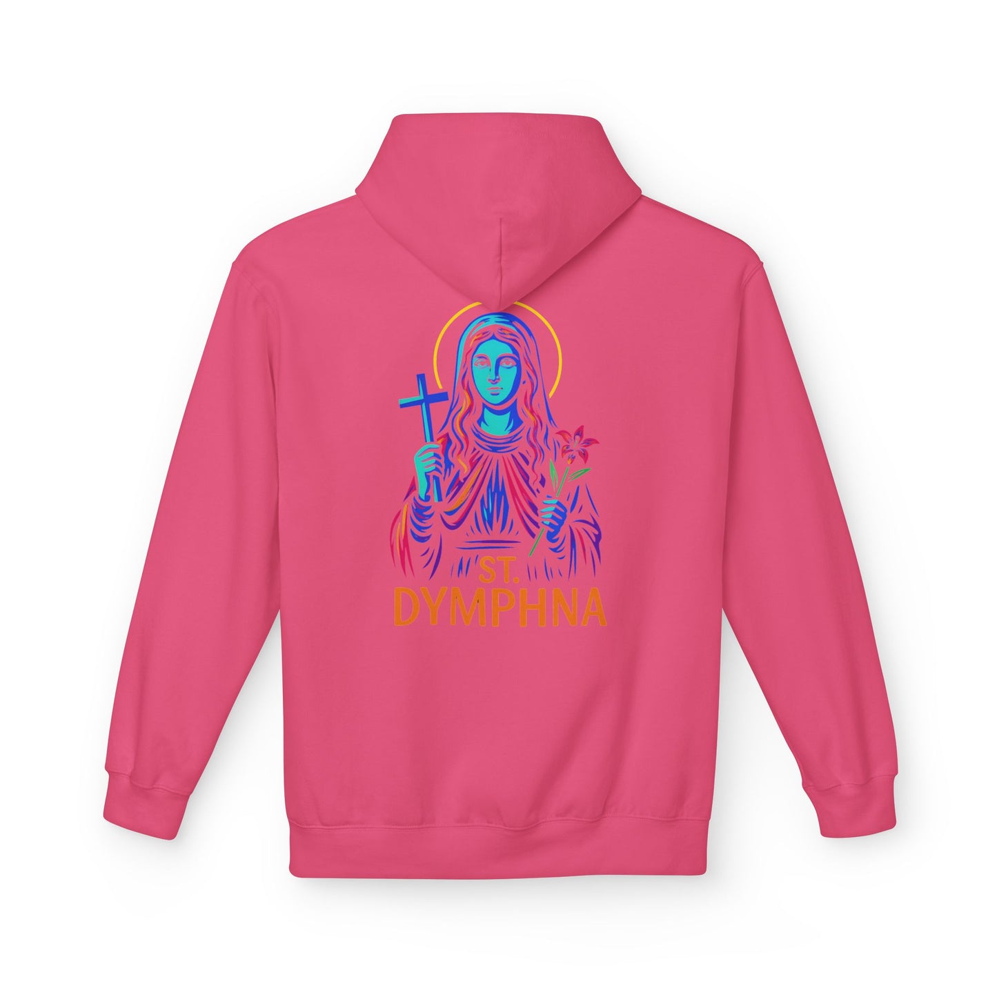 St. Dymphna Neon Hoodie | Catholic Streetwear – Hope, Healing & Mental Health Awareness