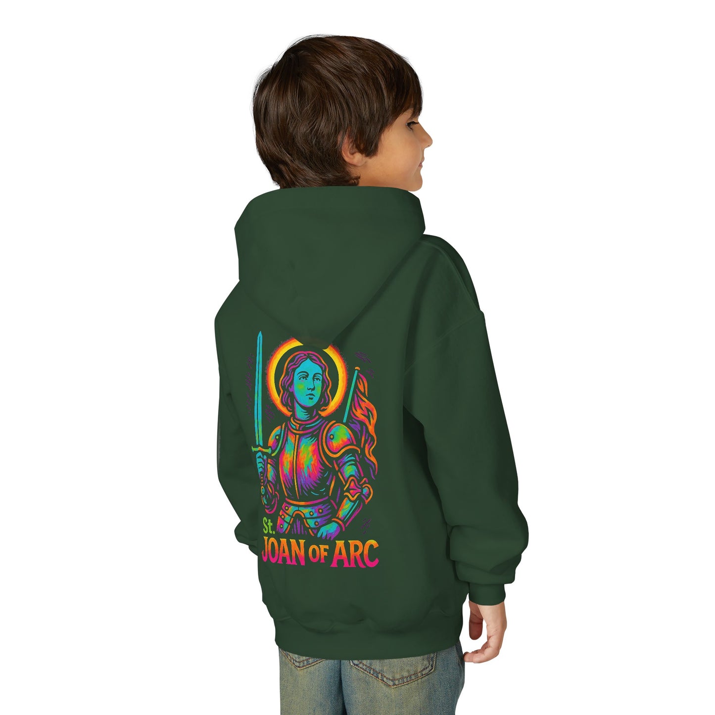 St. Joan of Arc Youth Hoodie | Catholic Streetwear – Courage, Faith & Fire for the Next Generation