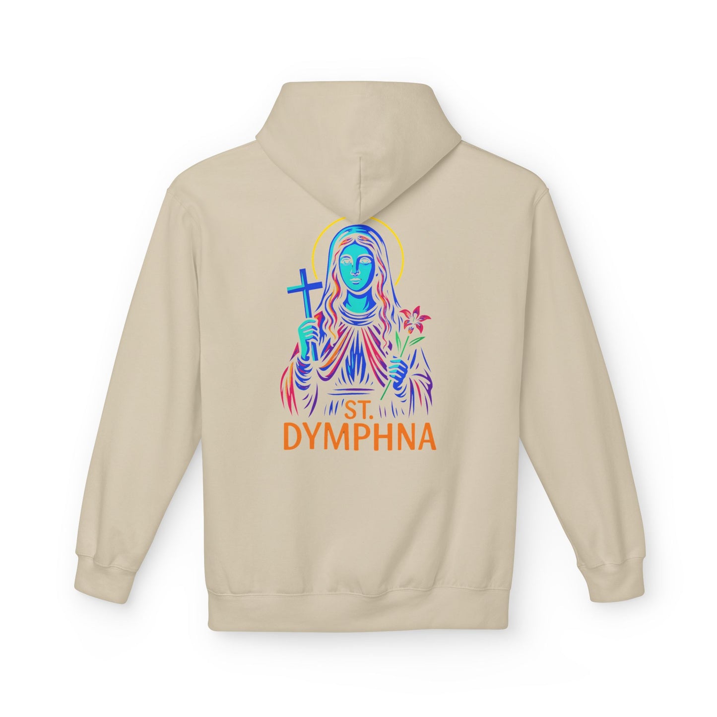 St. Dymphna Neon Hoodie | Catholic Streetwear – Hope, Healing & Mental Health Awareness