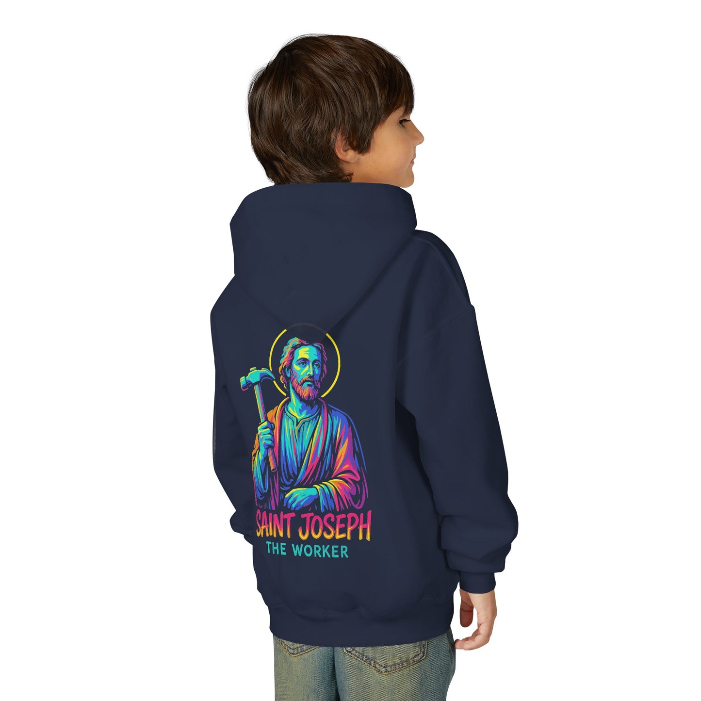 St. Joseph the Worker Youth Hoodie | Catholic Streetwear – Faith, Grit & Purpose