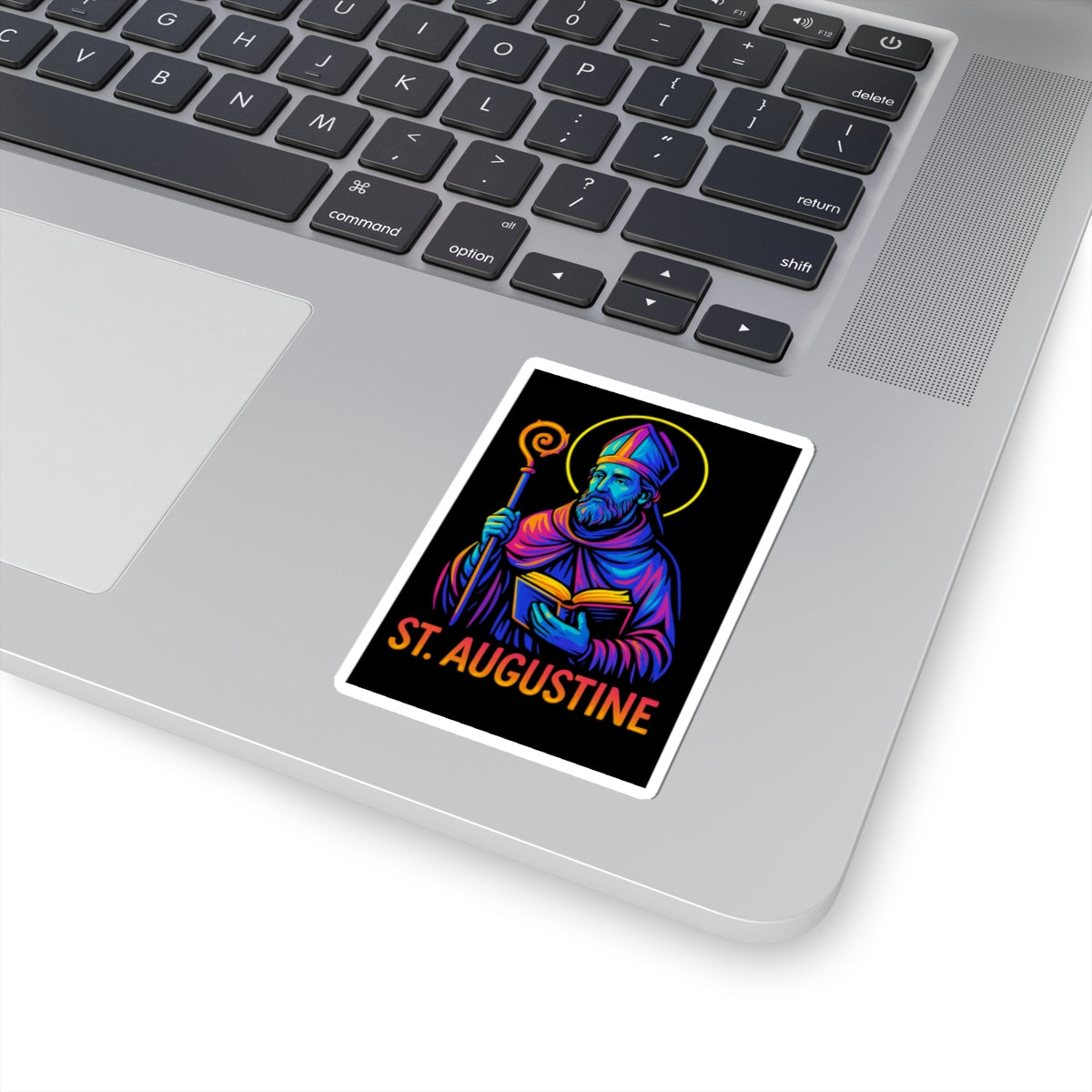 St. Augustine Sticker | Catholic Saint Decal | Neon Christian Sticker | Faith Graphic Laptop & Water Bottle Sticker | Religious Gift