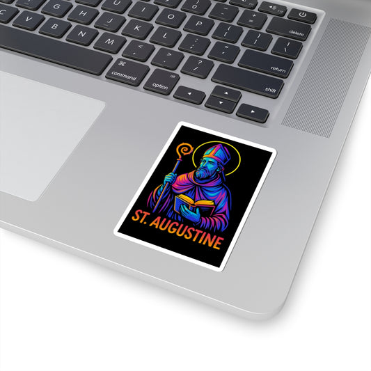 St. Augustine Sticker | Catholic Saint Decal | Neon Christian Sticker | Faith Graphic Laptop & Water Bottle Sticker | Religious Gift