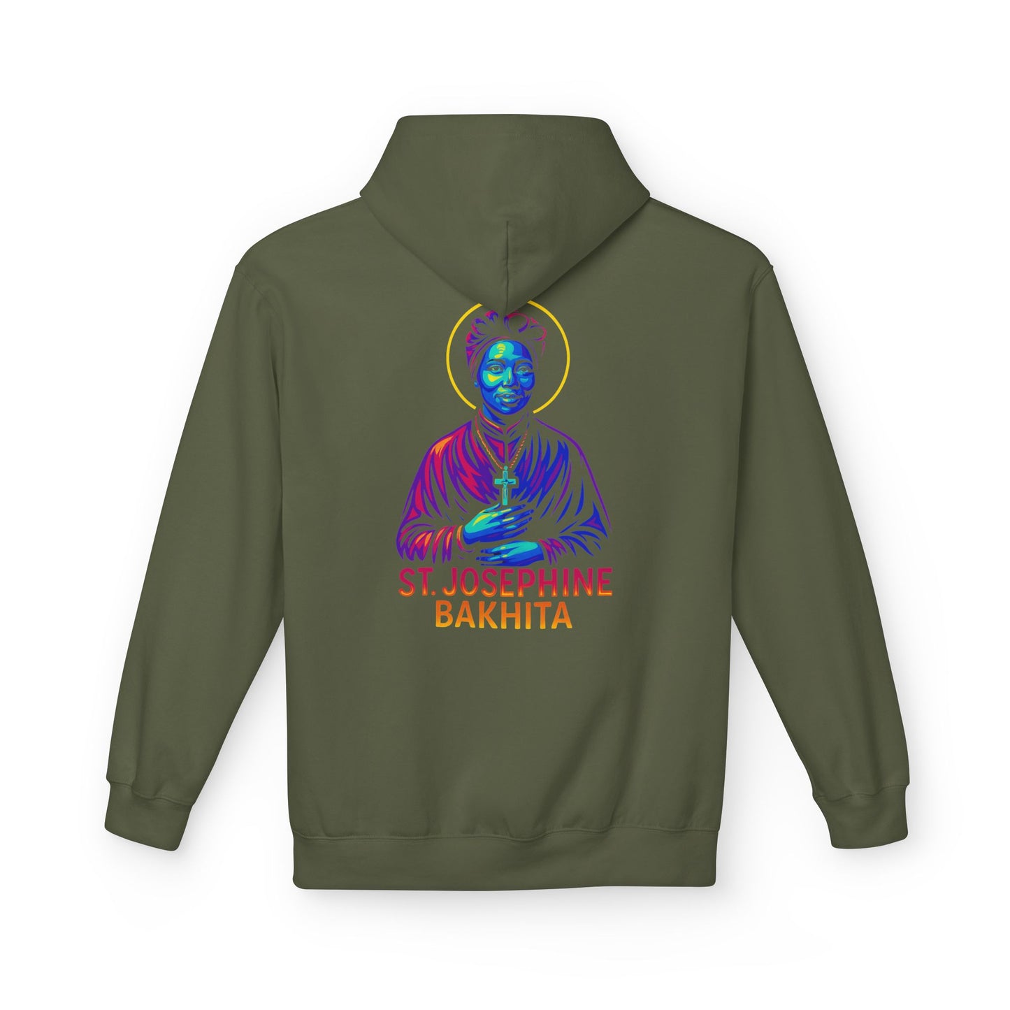 St. Josephine Bakhita Neon Hoodie | Catholic Streetwear – Freedom, Faith & Fierce Grace