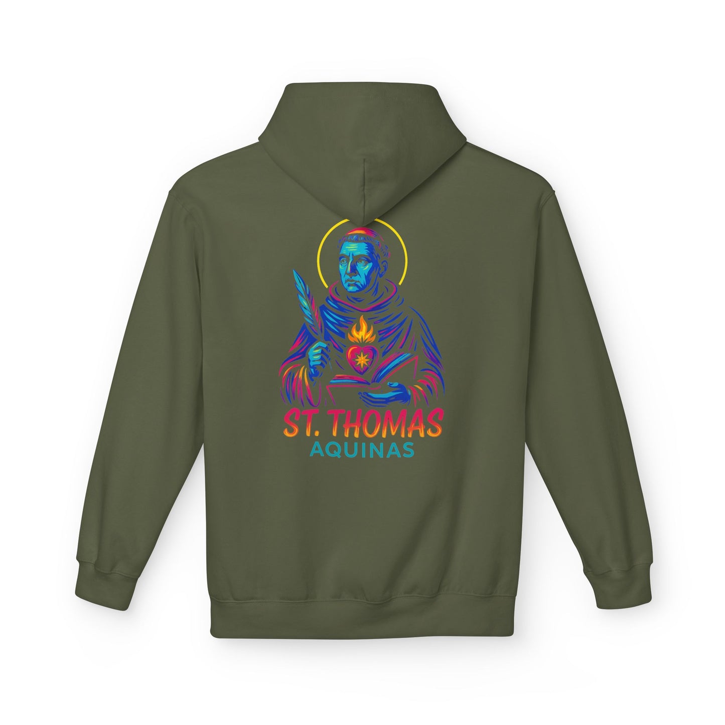 St. Thomas Aquinas Hoodie | Catholic Saint Hoodie | Neon Christian Streetwear | Faith Graphic Sweatshirt | Catholic Gift for Men & Women