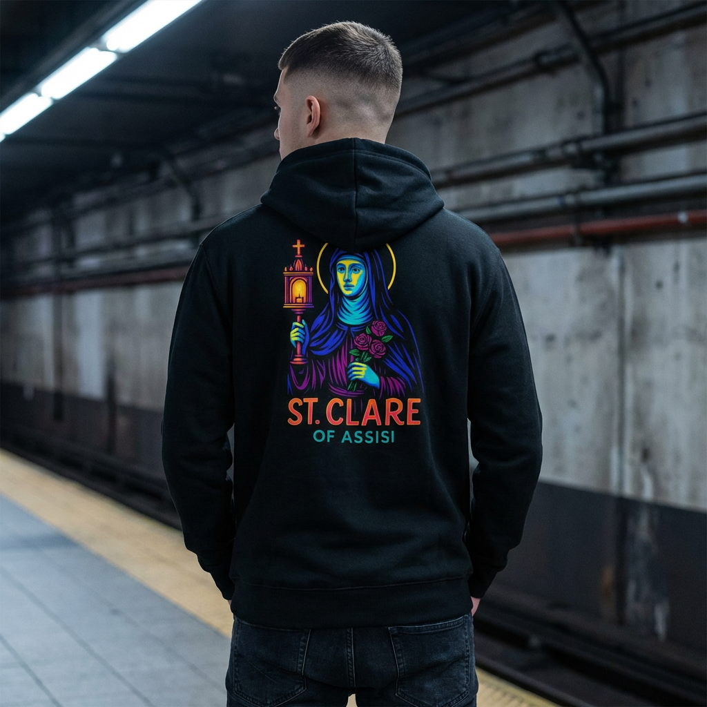 St. Clare of Assisi | Catholic Hoodie | Light & Clarity