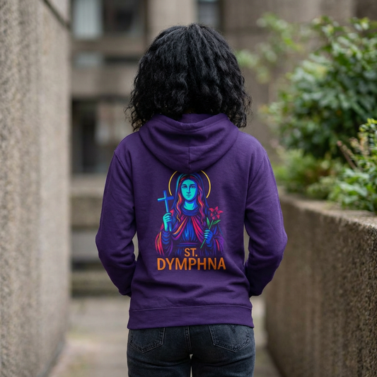St. Dymphna Neon Hoodie | Catholic Streetwear – Hope, Healing & Mental Health Awareness