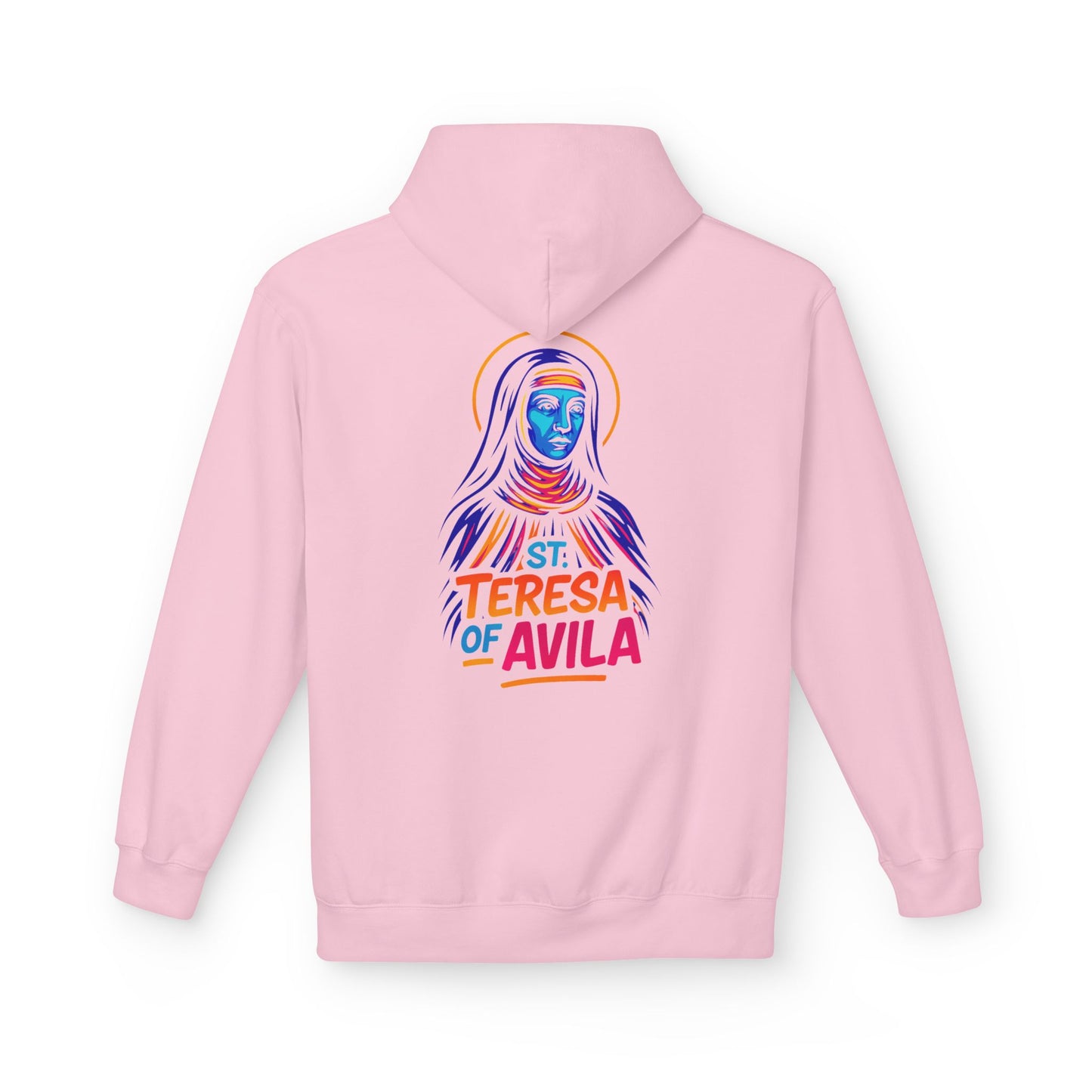 St. Teresa of Avila Neon Hoodie | Catholic Streetwear – Bold Faith & Urban Style