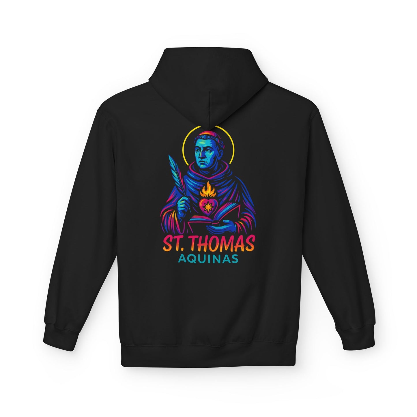St. Thomas Aquinas Hoodie | Catholic Saint Hoodie | Neon Christian Streetwear | Faith Graphic Sweatshirt | Catholic Gift for Men & Women