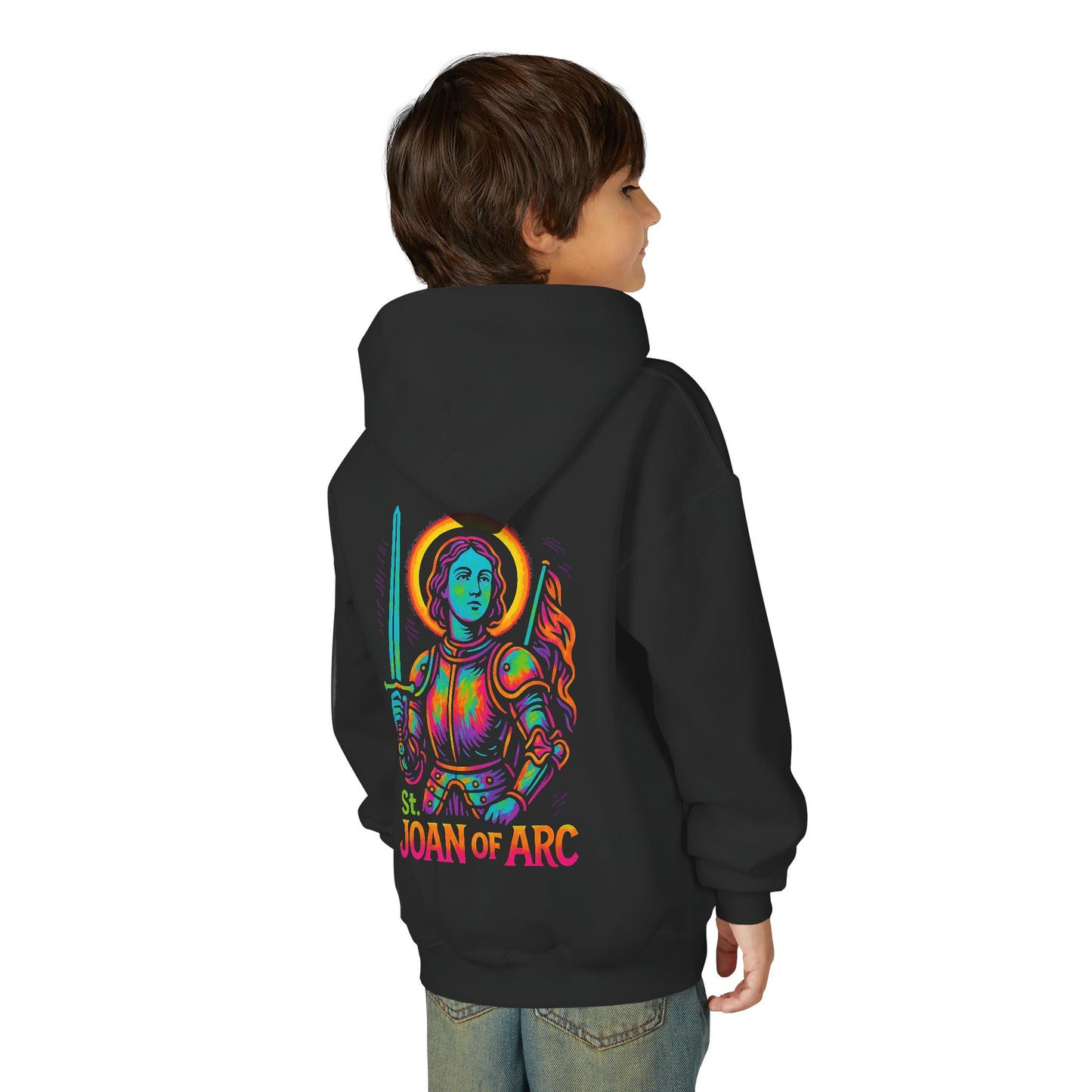 St. Joan of Arc Youth Hoodie | Catholic Streetwear – Courage, Faith & Fire for the Next Generation