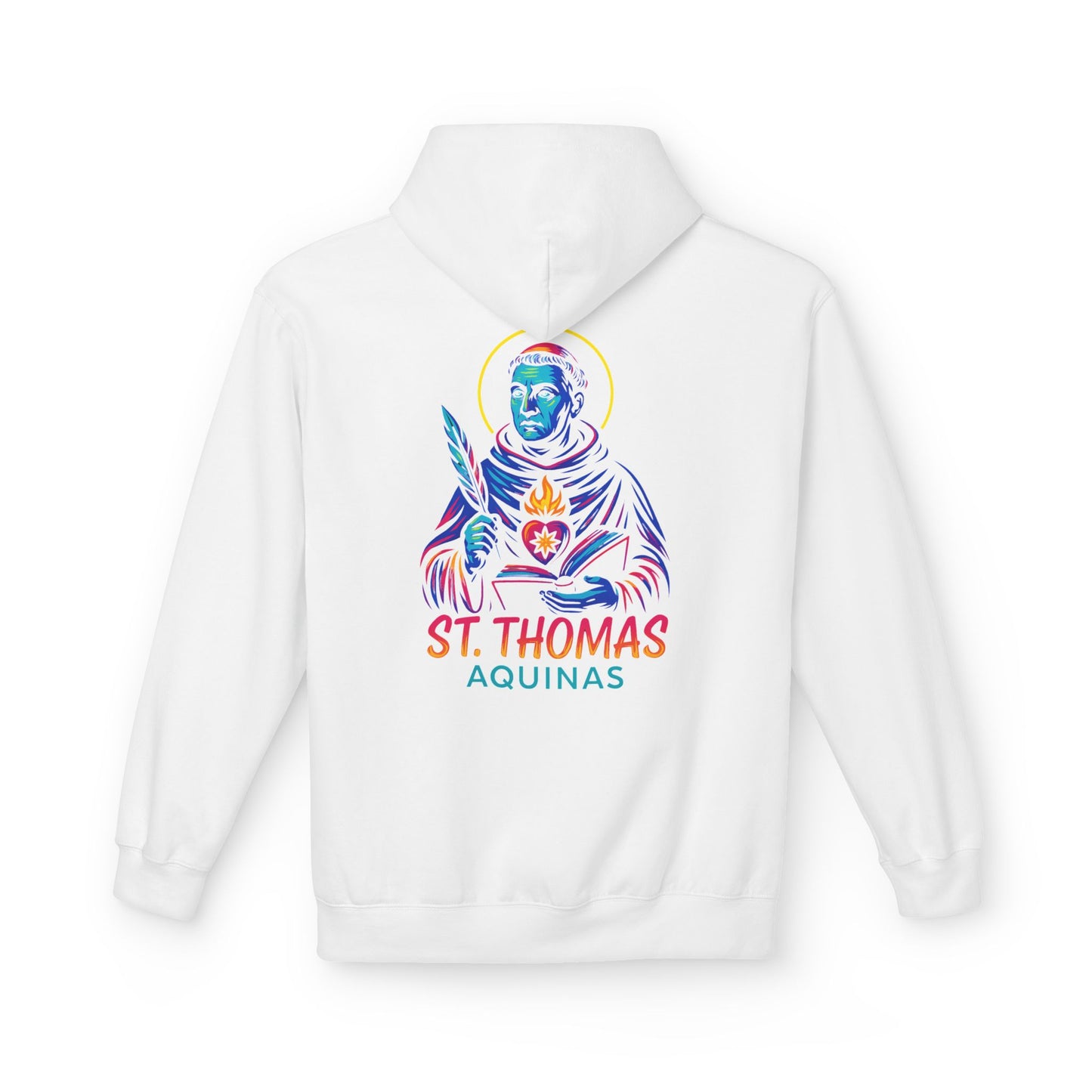 St. Thomas Aquinas Hoodie | Catholic Saint Hoodie | Neon Christian Streetwear | Faith Graphic Sweatshirt | Catholic Gift for Men & Women